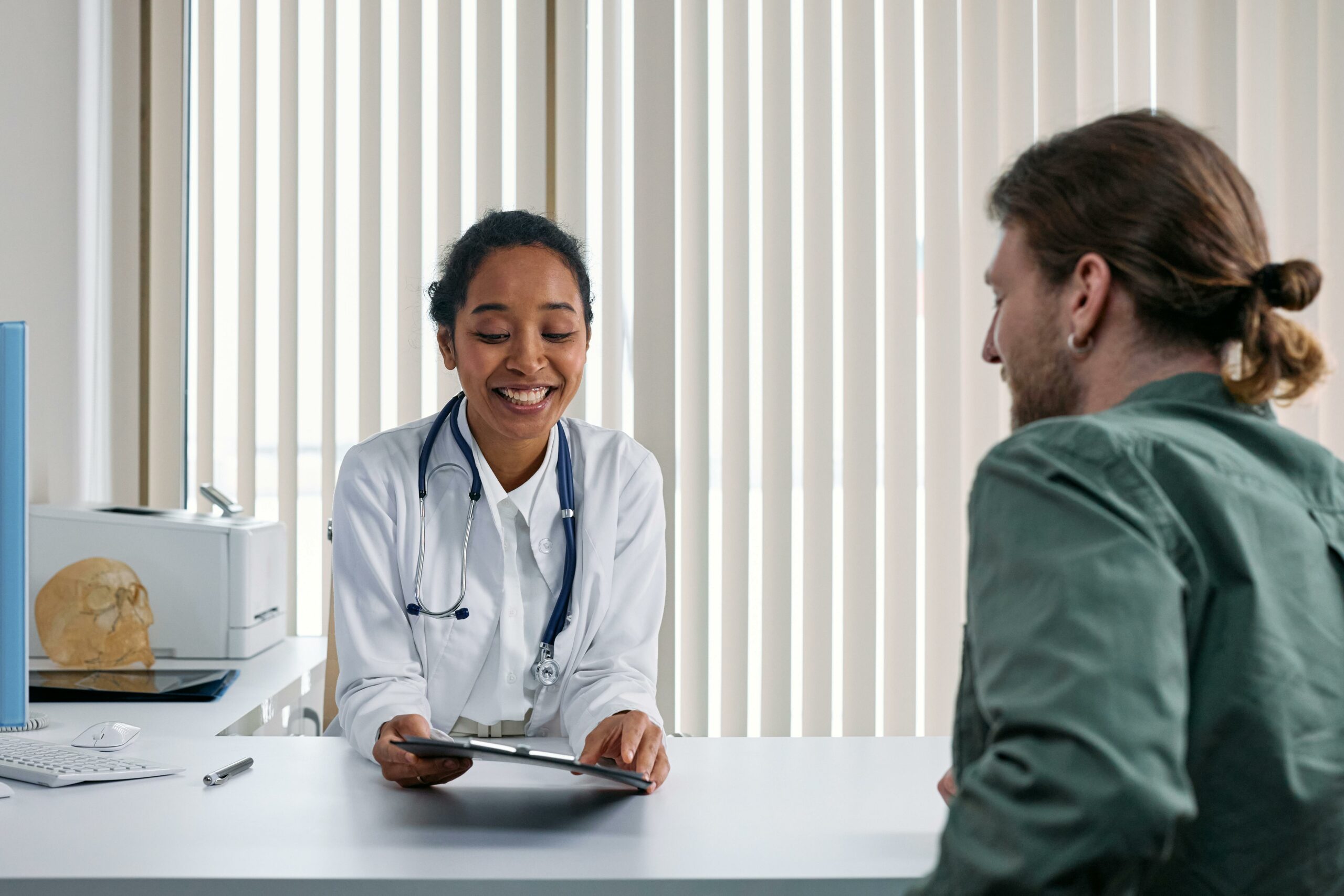 healthcare worker talking to patient