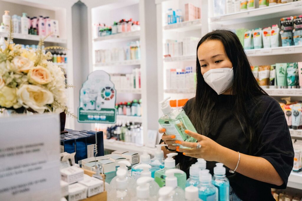 pharmacy, women looking at products