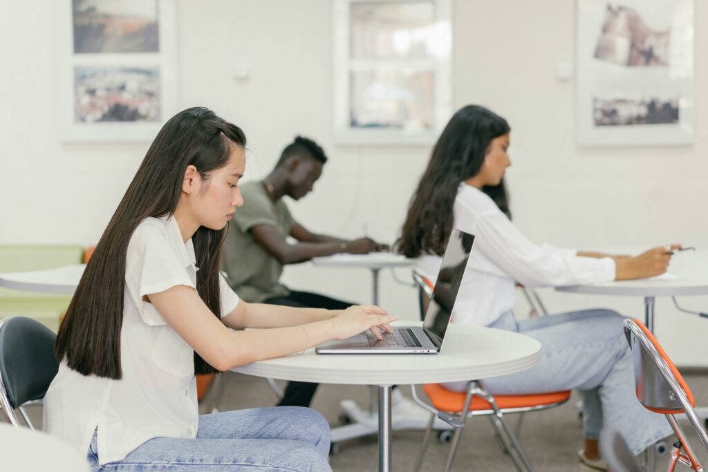 Students studying in a classroom