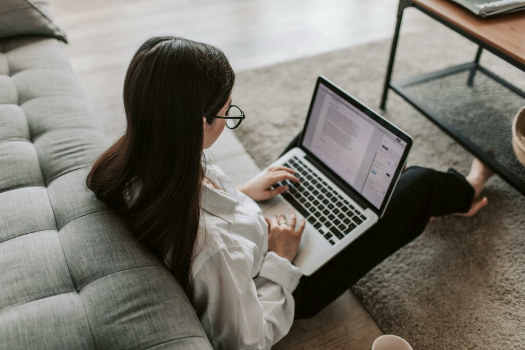 student studying online